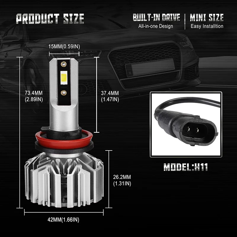 Novsight 60 Вт 10000LM 6000K светодиодный H11 H4 H7 H1 H3 9005 9006 автомобильный светильник HB2 Hi/короче спереди и длиннее сзади) HB3 HB4 светодиодный головной светильник помощи при парковке лампы Авто Lmaps