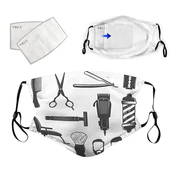 

Hairdressers Fashion Print Anti-dust Reusable Washable Cotton Mouth Face Masks Adult Mascherine 2pcs Carbon Filter Mouth-muffle