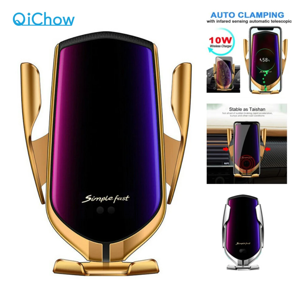 

Dropshipping TikTok Car Phone Holder Automatic Clamping Fast Wireless Charging for iPhone11 Xs Max XR Samsung S9 S10 Huawei