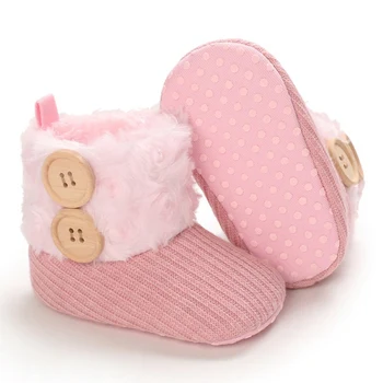 

Newborn Cute Non-slip Soft Sole Shoe 0-18M Baby Girl Boy Cotton Knitting Boots Buckle Casual Shoes First Walker