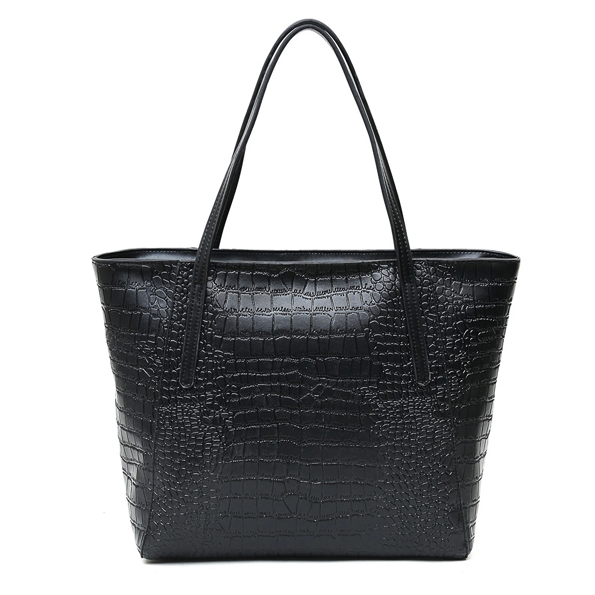 

Women Shopping Bag Women Tote Bag Faux Leather Handbags Casual Ladies Shoulder Bags for Shopping Black Drop shipping