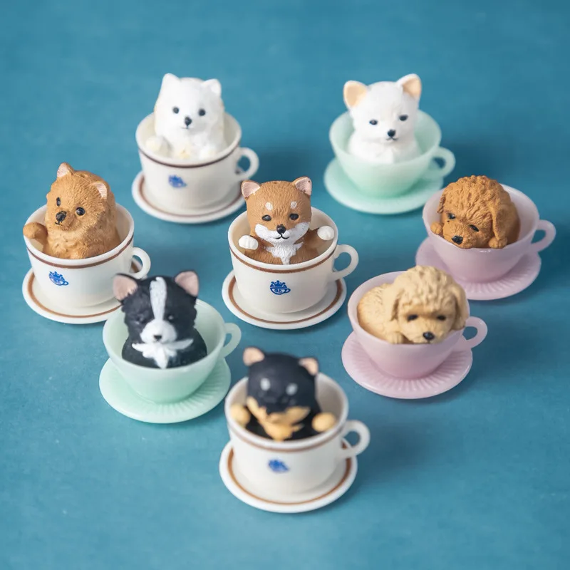 

Landscape Pocket Tea Cup Mini Cat Micro Cute Mini Dog Model Small Ornaments Full Set 8-Only