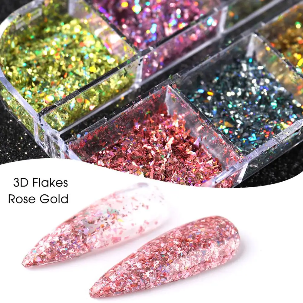 12 Grids Manicure Holographic Sparkly Glitter Powder Ultrathin