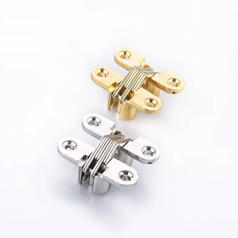 Hidden Hinges Door Hinges Stainless Steel Hinges 1PCS 8x42MM Invisible Concealed Cross Door Hinge Bearing 180D With Screw For Folding Door/Window Furniture DIY