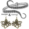 Octopus Open Cuff Bracelet Bangle Earrings For Women Big Drop Dangle Tentacle Animal Sea Ocean Hinged Vintage Goth Fancy Dress ► Photo 3/6