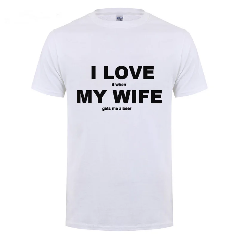 Мужская футболка подарки на день рождения для мужчины I Love My Wife Beer Humor забавная