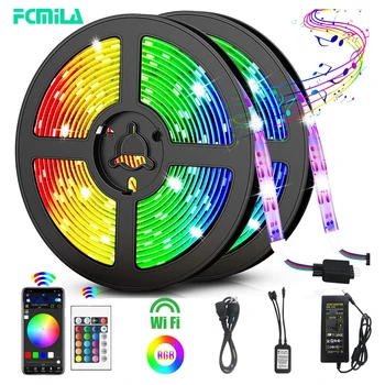 

LED Strip 12V LED Lights Strip RGB Tape SMD 5050 2835 Ledstrip Flexible Neon Strip Backlight With Remote For Room TV 5M 10M 15M