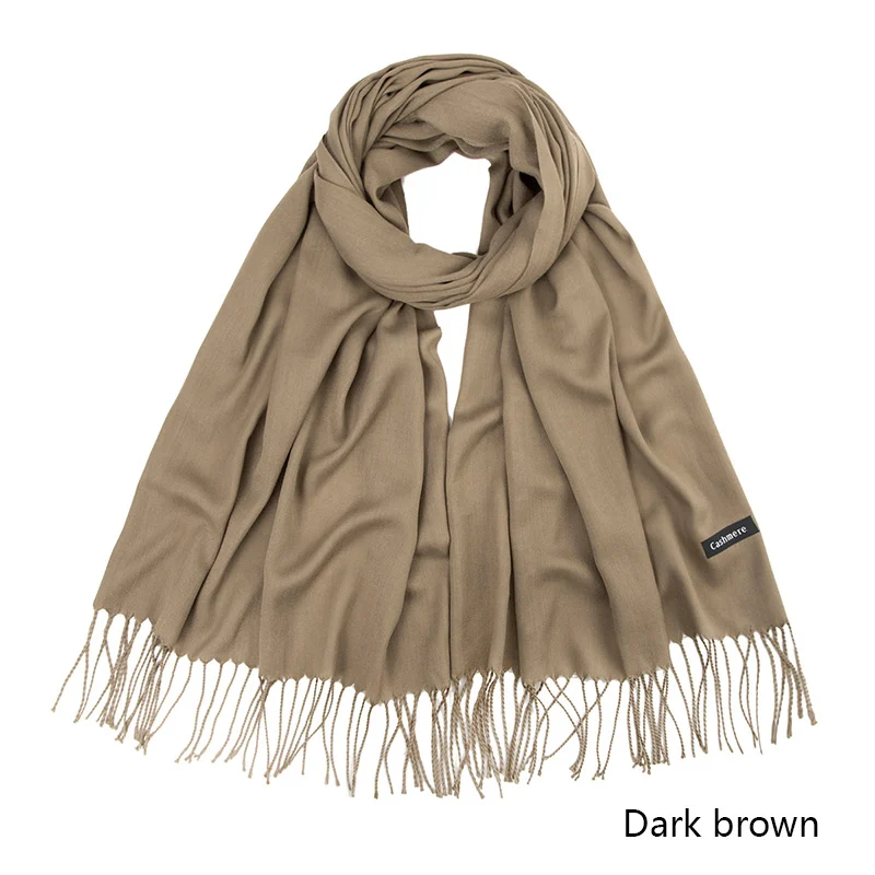 Dark Brown Зимний шарф для женщин, теплый модный женский шарф, тонкие мягкие шали, одеяло, кашемировый платок на голову, Дамская Пашмина бандана - Цвет: Dark Brown