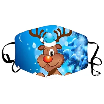 

Christmas Face Mask For Adult Santa Unisex Face Fabric Facial Mask New Year Santa Elk Print Windproof Washable Filter Mask#YL5