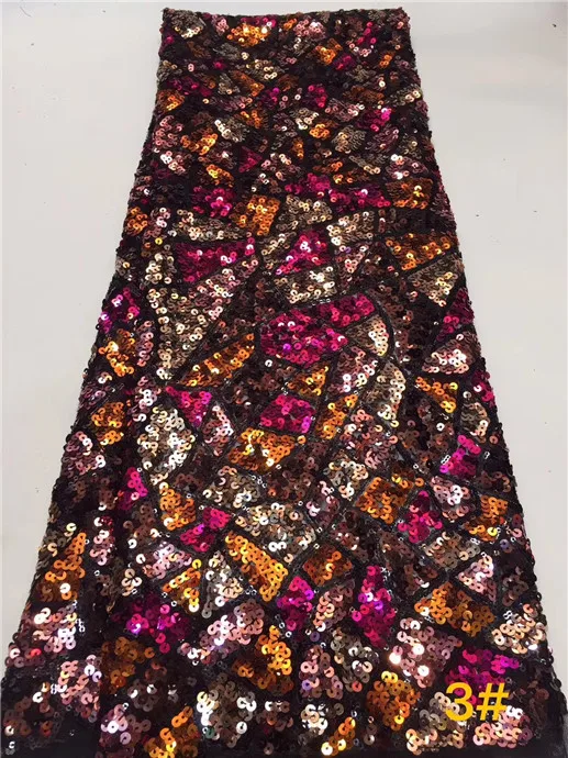 Передовая разноцветная африканская кружевная ткань с пайетками нигерийское Тюлевое кружево ткань Высококачественная французская чистая кружевная ткань для женского платья - Цвет: 7