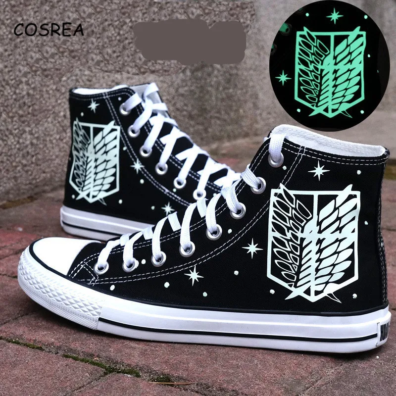 

Attack of Titans Cosplay Attack on Titan Shoes High Platform Canvas Shingeki No Kyojin Shoes Mikasa Levi Eren Luminous Shoes