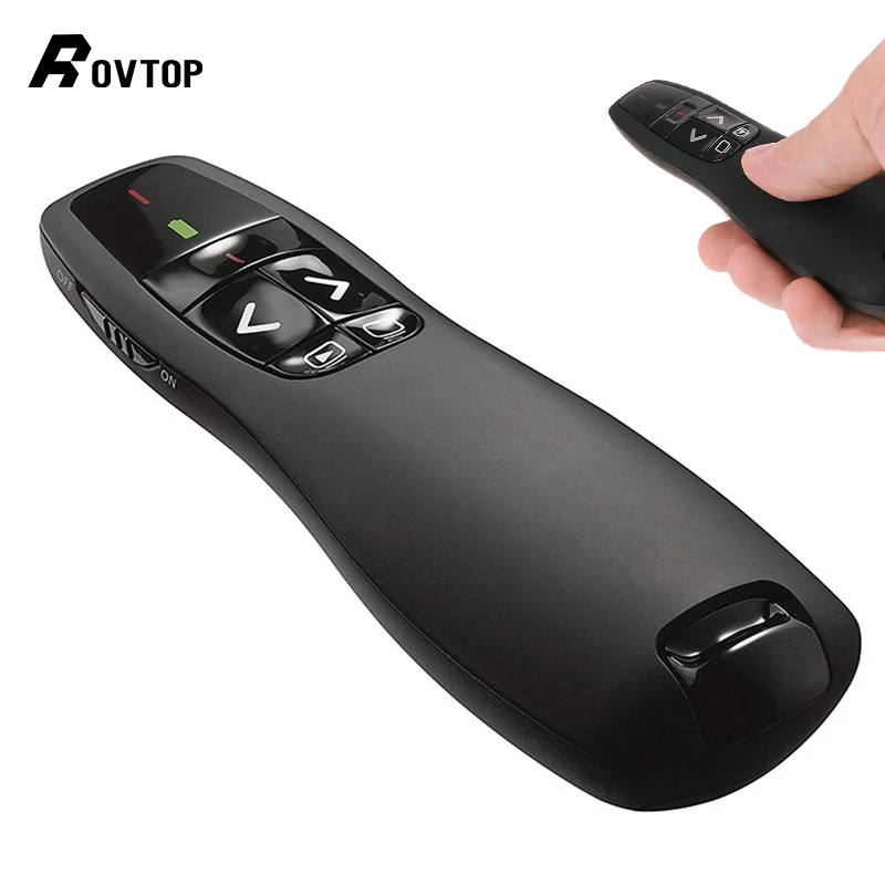 Rovtop 2.4GHz USB R400 Wireless PPT Remote Control Protable Handheld Presenter Red Laser Pen For Powerpoint | Электроника