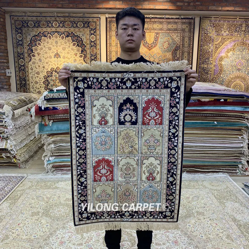 Yilong 2'x3' персидский шелковый ковер сад дизайн ручной работы изысканный четыре сезона ковры (HF097B)