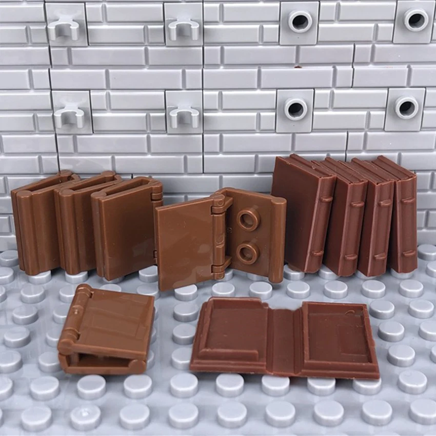 10Pcslot MOC Brown Book Diary Notebook Book Accessories Brick Figures Accessories Building Block Children DIY Scene Toy Gift (1)
