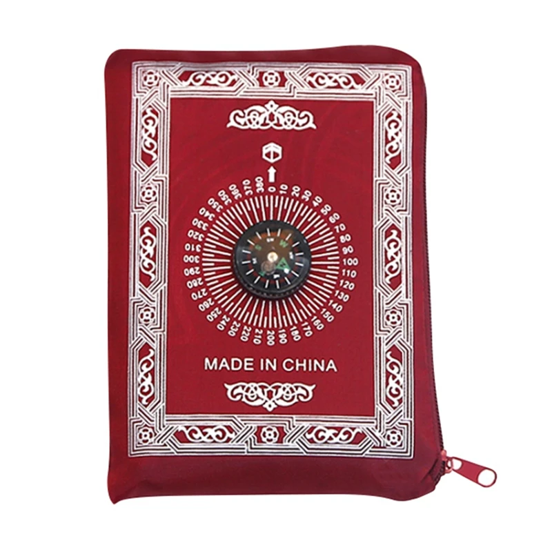 Мусульманский молитвенный коврик, полиэстер, портативный плетеный коврик, простой принт с компасом, в чехле, для путешествий, дома, стиль, коврик, одеяло, новинка