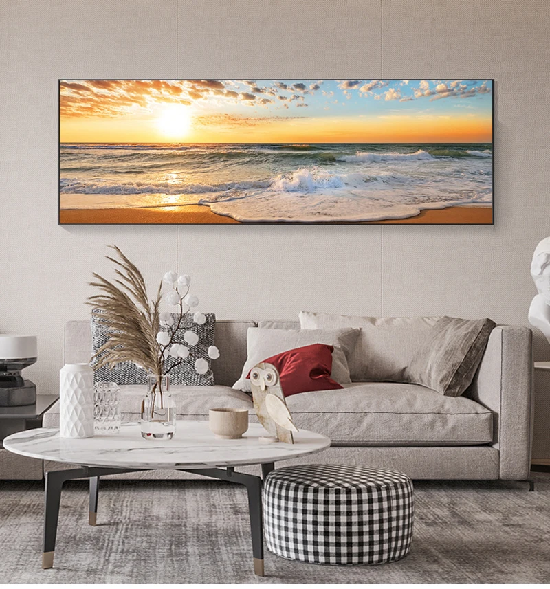 Big Size Pictures For Living Room Canvas Painting Beach Ship Sea Wall Art Nordic Posters And Prints Home Decoration