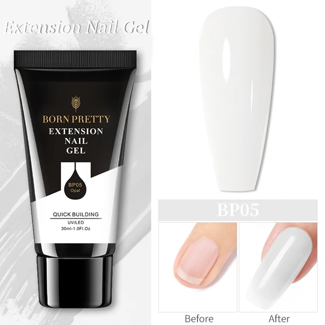 BORN PRETTY 30/20ml Glitter Acrylic Gel Finger Extension Silver Pink Extension Gel Soak Off Nail Art Gel Varnish BP05