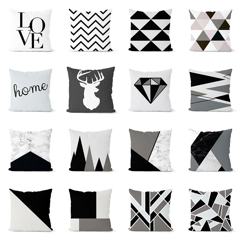 Geometric Pillowcase European Style Simple Black Cushion Sofa Living Room Home Decoration Cheap Price Variety of Cover | Дом и сад