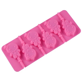 

5pcs/lot Cartoon Gingerbread Shape Silicone Lollipop Mold Chocolate Cake Candy Molds Bakeware Baking Pastry Mould CM186