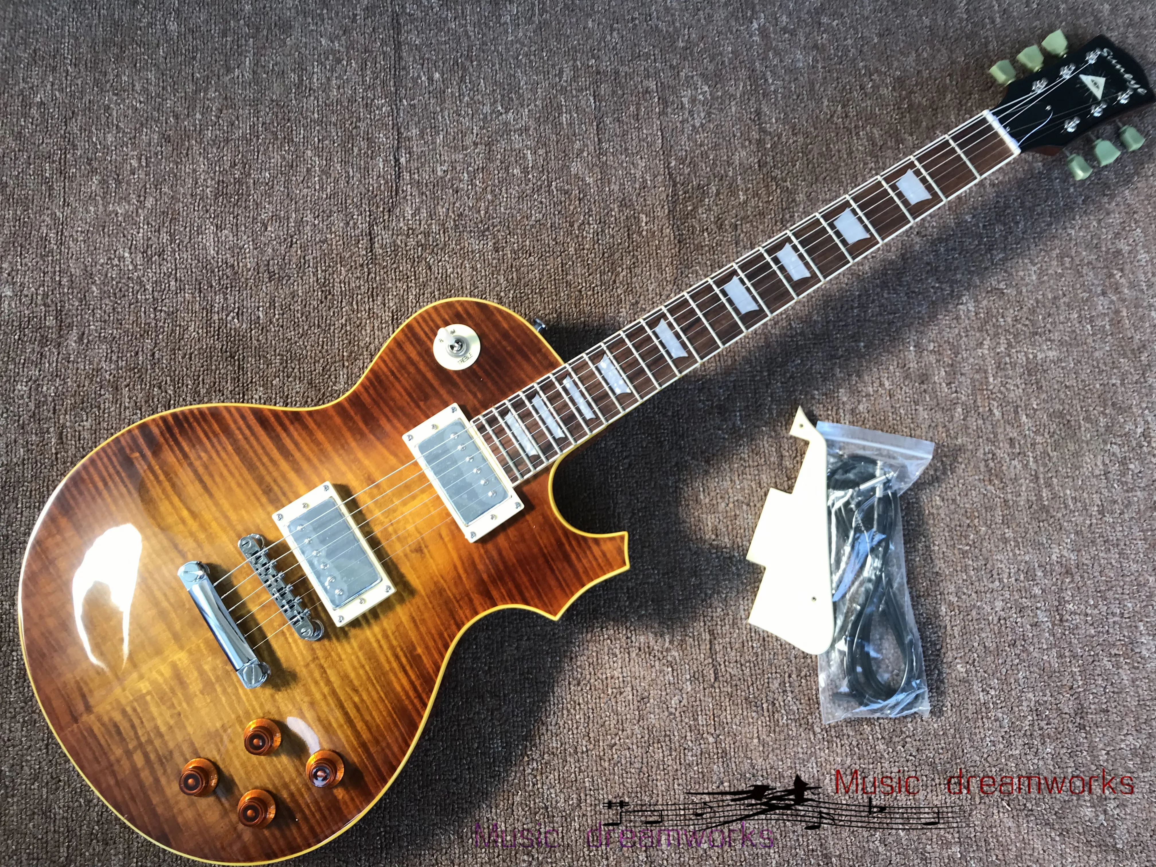 

China OEM Sun eye R9 smoke color flamed maple electric guitar High quality wood Accept customized Free shipping