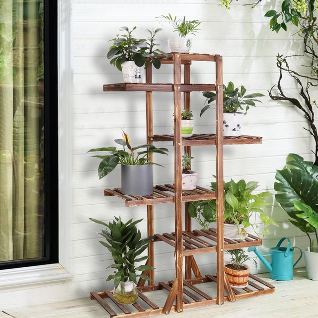 Soporte de madera para plantas de 6 niveles, soporte de exhibición de  flores, estante para macetas, Banco de exhibición para bonsái, Patio, She -  AliExpress