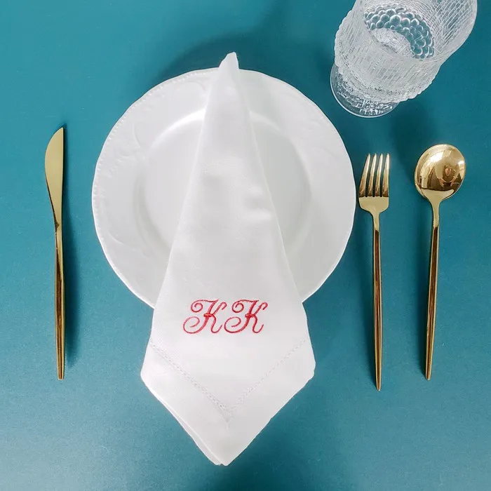 【Customized】Personalized Napkins White napkins, Custom dinner napkin