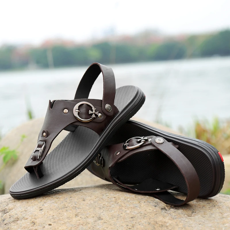 

New High Quality Brand Men Shoes Gladiator Sandals Breathable Casual Shoes Genuine Leather Slippers Beach Flip Flop Luxury Shoes