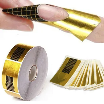 

500Pcs Gold Nail Form Guide Painting Manicure Design Nail Art Tools Acrylic UV Gel Curl Forms for Nail Art Tips Decoration