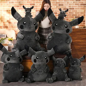 

Black Pikachu Plush Toys Cute Animal Stuffed Doll Soft Pillow Standing and Sitting Poses Elf for Children Cushion Pillows