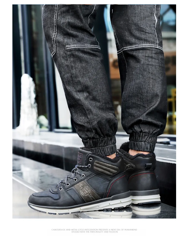 Сохраняющие тепло зимние ботинки мужские ботинки из натуральной кожи и шерсти высококачественные Нескользящие зимние ботинки с круглым носком из плюша Мужская обувь рабочие ботинки