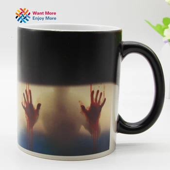 

New Halloween The walking dead Mok color changing Warm sensitive ceramic 11oz coffee mug surprise Ceramic Mugs cup
