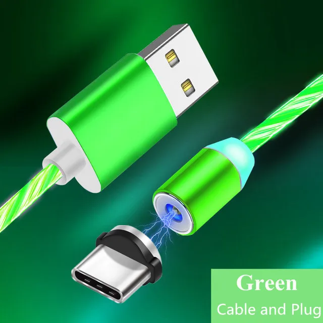 Магнитный usb-кабель Flow Lu mi nous Lighting для телефона Xiaomi mi A2 8 lite A1 mi x 2s Red mi 4X 4A 5 Plus 5A 6A S2 Note 4X4 7 8 Pro - Цвет: Зеленый