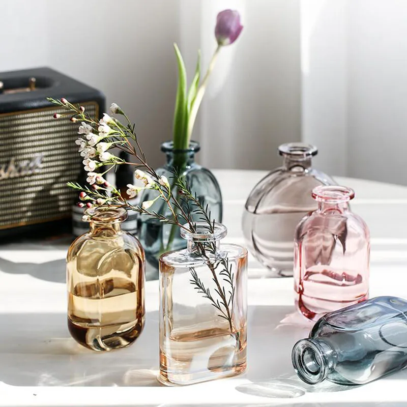 Glass Home Decoration Accessories Small Glass Vases Flowers Home
