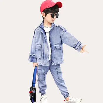 

Boys Clothes Solid Color Suit For Boys Denim Jacket + Jeans Tracksuit For Boy Spring Autumn Kids Clothing 6 8 101 2 14