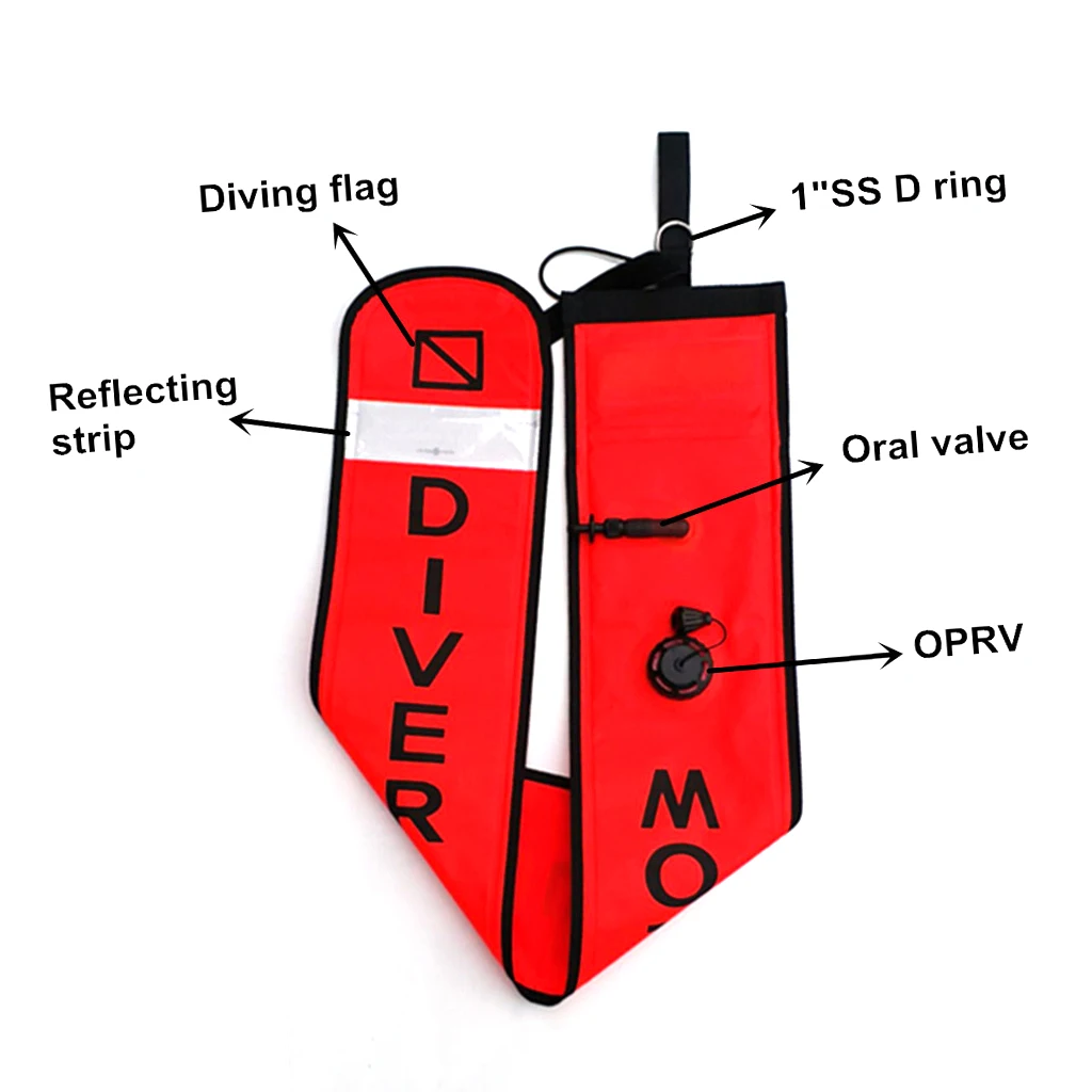 Scuba Diving SMB Surface Marker Buoy Tube & Reflective Tape Swimming Diving
