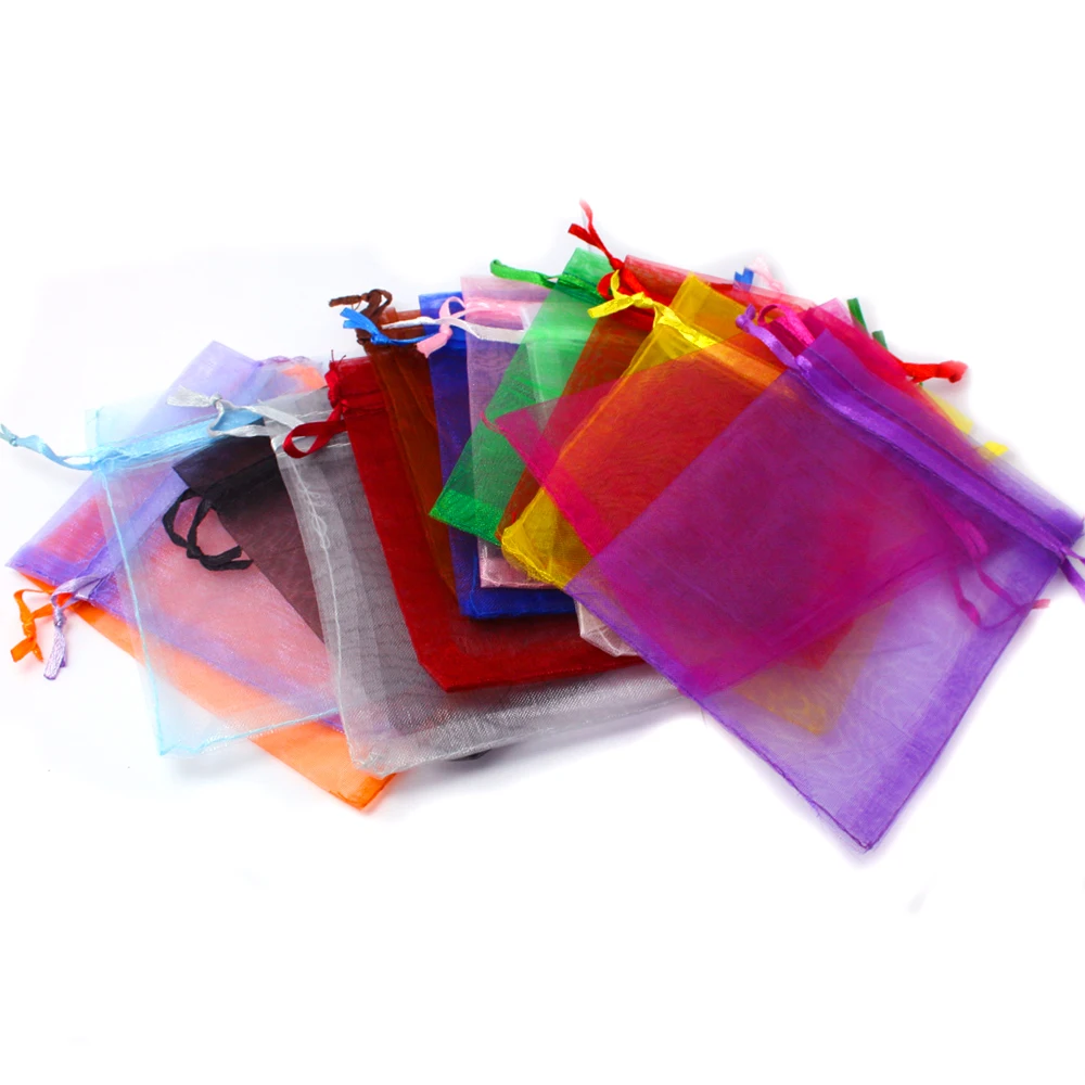 

10pcs 10x15/13x18/15x20/17x23cm Drawable Organza Jewelry Packaging Display Pouches Bags For DIY Gift Wedding Party Decoration