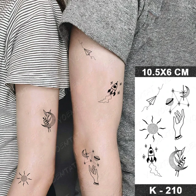 Waterproof Temporary Tattoo Sticker Small Simple Line Flower Flash Tatoo Cute Leaf Finger Wrist Fake Tatto For  Body Art Women 07-K210