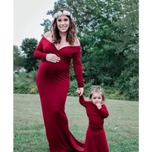 Осеннее женское платье длинные платья для будущих мам элегантные вечерние свадебные платья для беременных Одежда для беременных с открытыми плечами платье для беременных D20