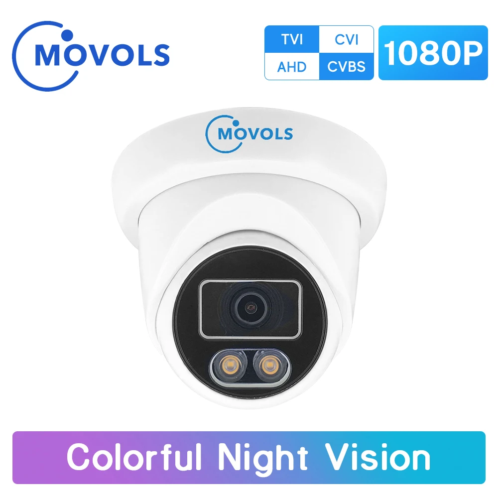 Movols 1080P Colorful Night Vision Surveillance Camera AHD/TVI/CVI/Analog 4 IN 1 CCTV Camera Waterproof Sony Sensor Doom Camera