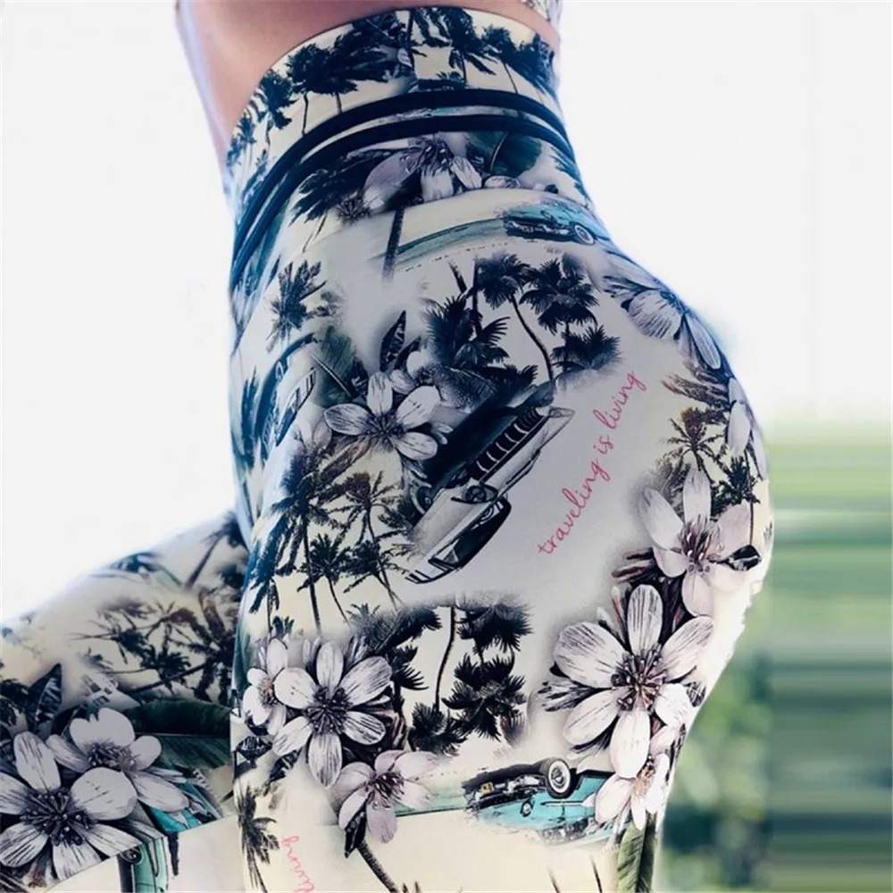 3D Digital Print Fitness Leggings Women Yoga Pants High Waist Sport Running Leggings Floral Push Up Elastic Workout Casual Pants
