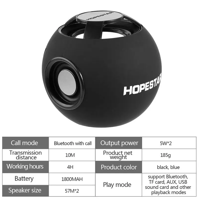 Hopestar H46 округлый дизайн Bluetooth динамик три Противоударная пленка беспроводной открытый мини сабвуфер громкой связи стерео громкий динамик s(Bla