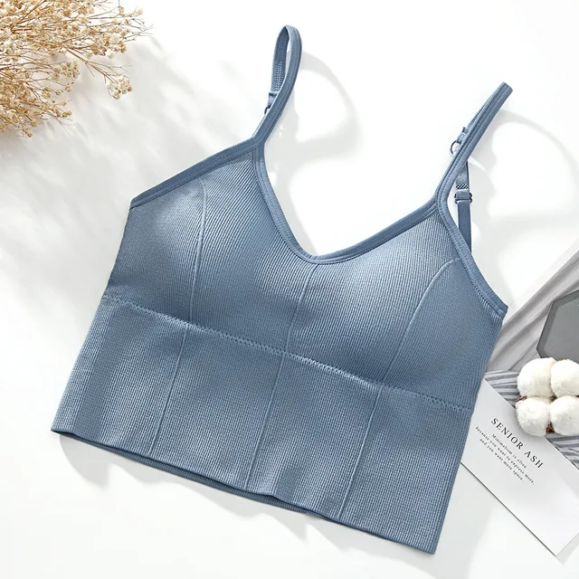 U-shaped Back Bra Tube Top Women Crop Top Daisy Pattern Sexy Lingerie Bra Sports Fashion Street Top blue