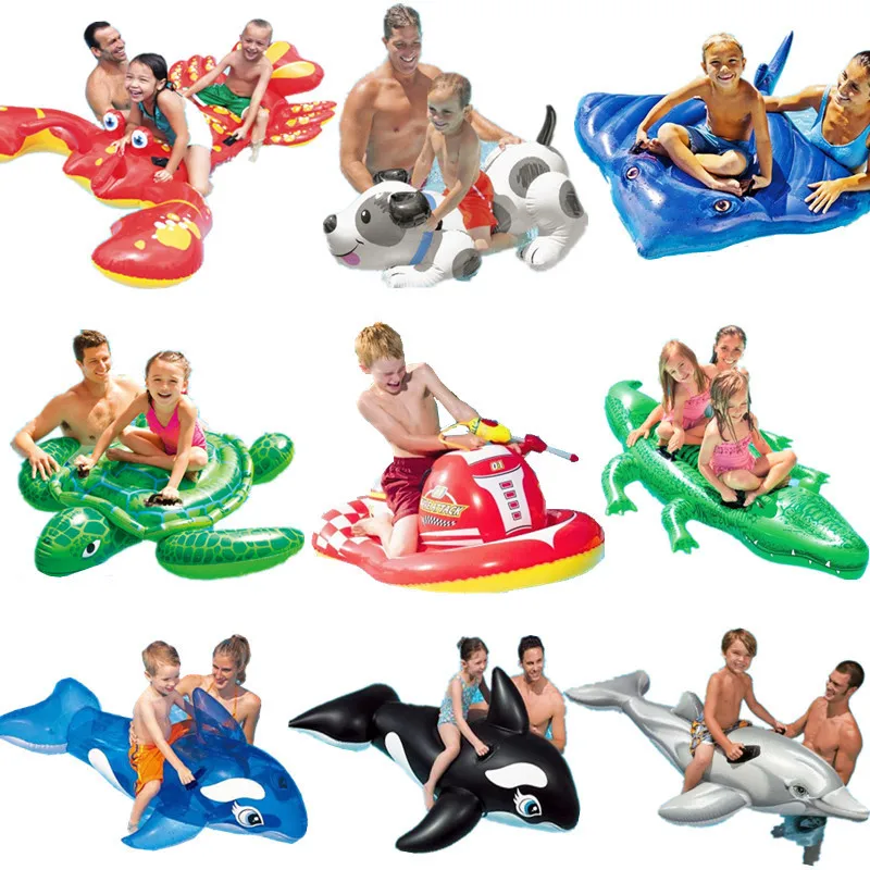 

Water Large Children Inflatable Rides Surfing Swimming Tube Parent And Child Seat Ring Animal Seat Boat