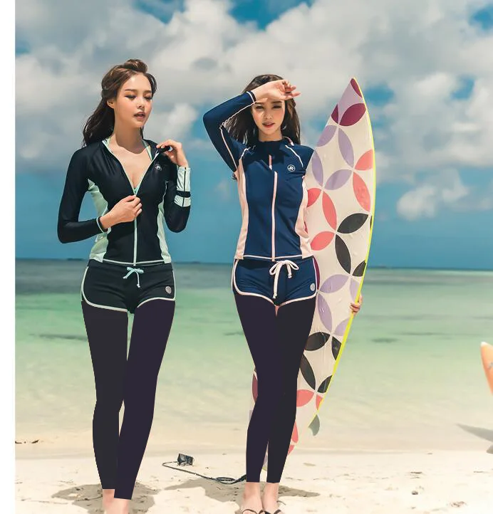 

Korean-style New Style WOMEN'S Diving Suit Chinlon Solid Color Joint Water Extractor Anti-Cool Swimwear Sun-resistant Sexy Bathi