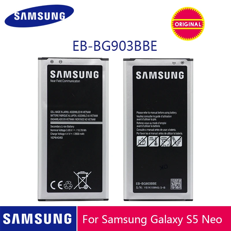 SAMSUNG Original Phone Battery EB-BG903BBE 2800mAh For Samsung Galaxy S5 Neo G903F G903M G903H Replacement Batteries with NFC SAMSUNG Original Phone Battery EB-BG903BBE 2800mAh For Samsung Galaxy S5 Neo G903F G903M G903H Replacement Batteries with NFC