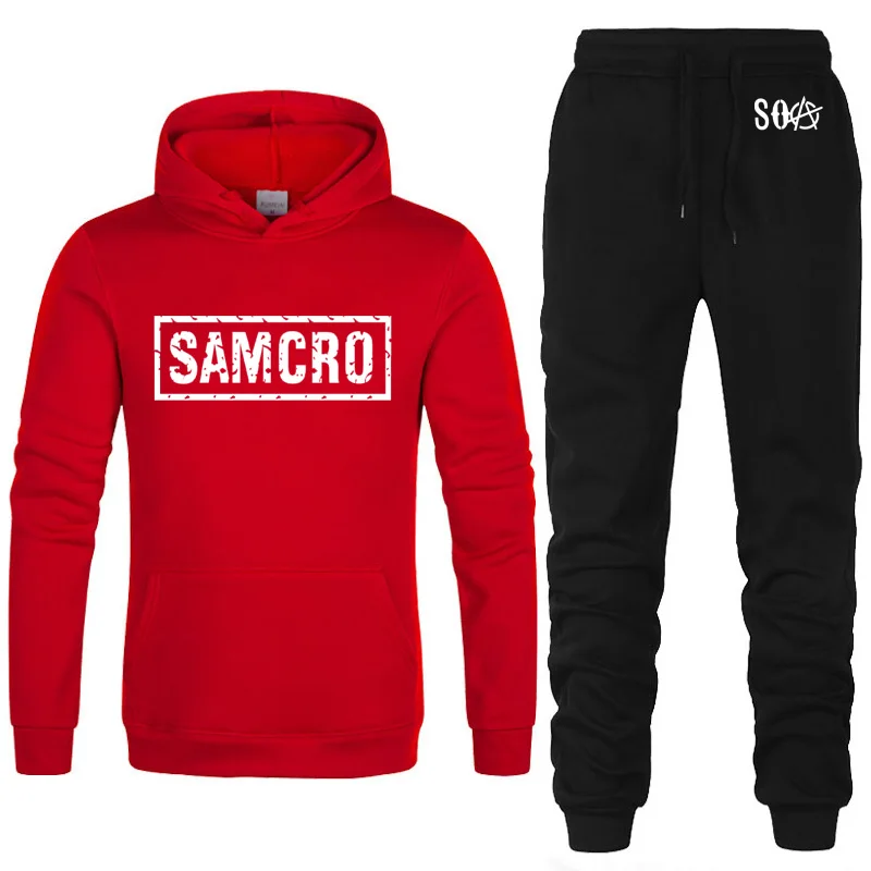 SOA Sons of anarchy/Детские модные толстовки с капюшоном с принтом «SAMCRO» Мужская Флисовая теплая толстовка мужские толстовки с капюшоном в стиле хип-хоп, штаны, костюм из 2 предметов - Цвет: 807
