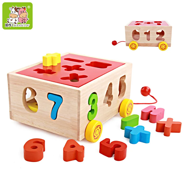 

Rubber Wood with Numbers Drag Baby Walker Ddm12 Children Early Education Toy Shape Cognitive Matching 0.95
