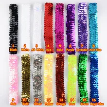 Европейская и американская мода и спорт лента для волос 3 ряда блесток эластичная лента рождественские повязки для волос для девочек 16 цветов