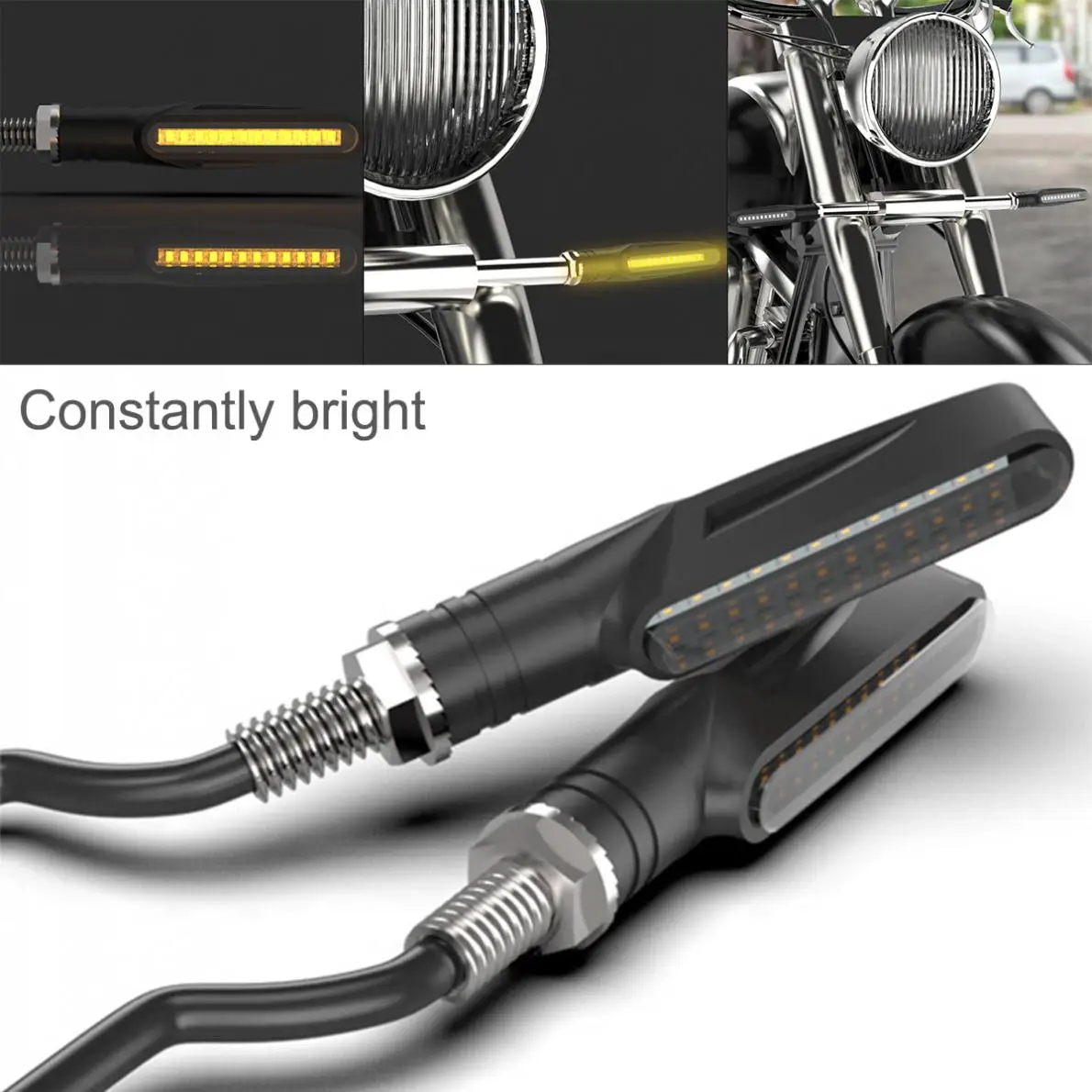 

LED Motorcycle Turn Signals Light Bulb Blinker Flashing Indicator Bendable Motorbike Tail Stop Signal Lamp