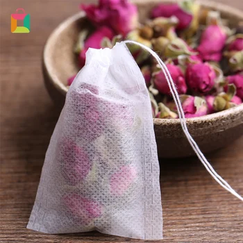

100Pcs White Non-woven Fabric Tea Bags Disposable Drawstring Empty Paper String Seal Filter Kitchen Tea Tools Cozy